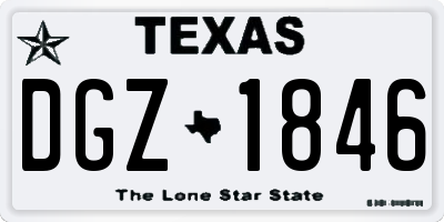 TX license plate DGZ1846