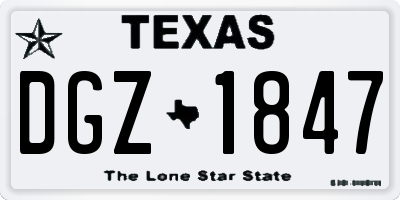 TX license plate DGZ1847