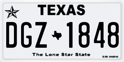 TX license plate DGZ1848