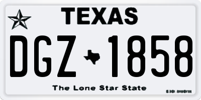 TX license plate DGZ1858