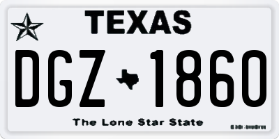 TX license plate DGZ1860