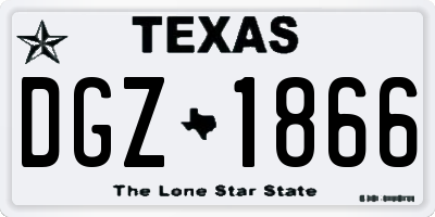TX license plate DGZ1866