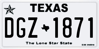 TX license plate DGZ1871