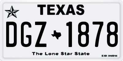 TX license plate DGZ1878