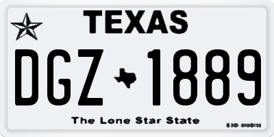 TX license plate DGZ1889