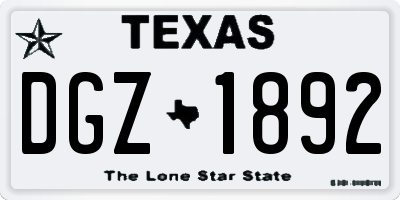 TX license plate DGZ1892
