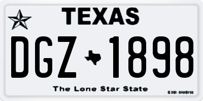 TX license plate DGZ1898