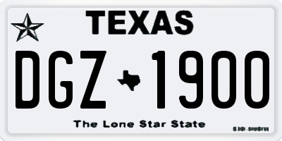 TX license plate DGZ1900