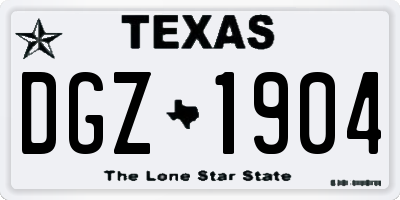 TX license plate DGZ1904