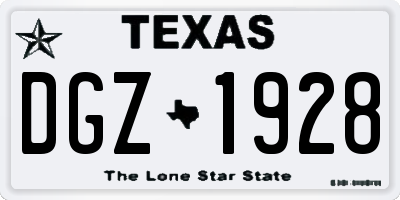TX license plate DGZ1928