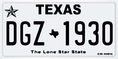 TX license plate DGZ1930
