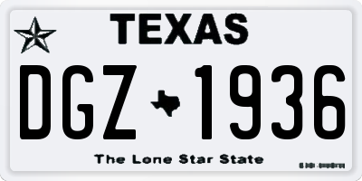 TX license plate DGZ1936