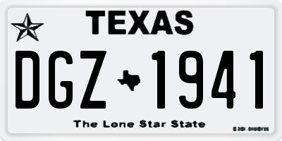 TX license plate DGZ1941