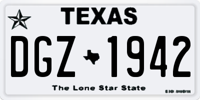 TX license plate DGZ1942