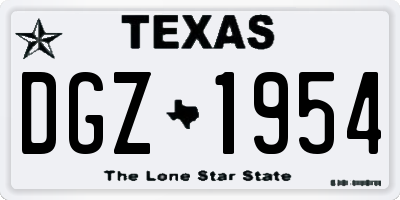 TX license plate DGZ1954
