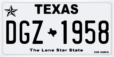 TX license plate DGZ1958