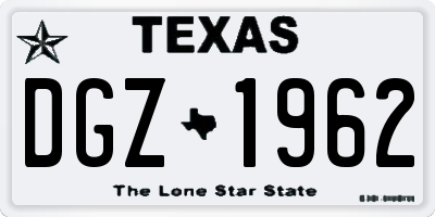 TX license plate DGZ1962