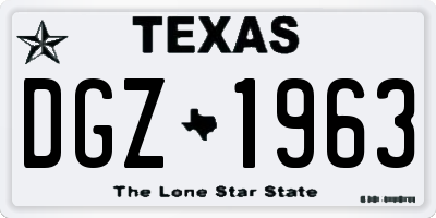 TX license plate DGZ1963