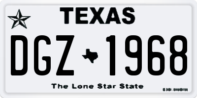 TX license plate DGZ1968
