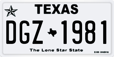 TX license plate DGZ1981