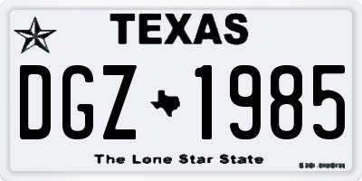 TX license plate DGZ1985