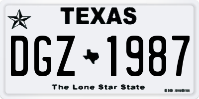 TX license plate DGZ1987