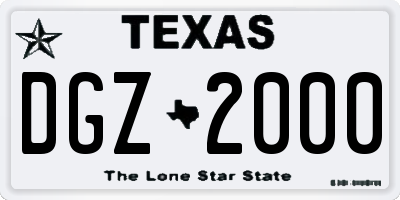 TX license plate DGZ2000