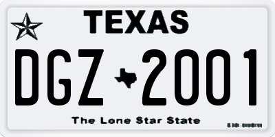 TX license plate DGZ2001