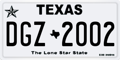 TX license plate DGZ2002