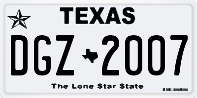 TX license plate DGZ2007
