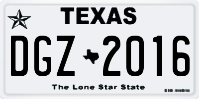 TX license plate DGZ2016