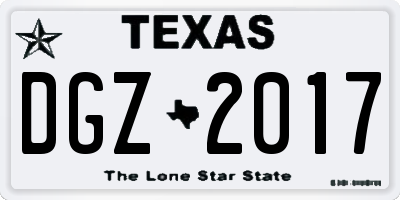 TX license plate DGZ2017