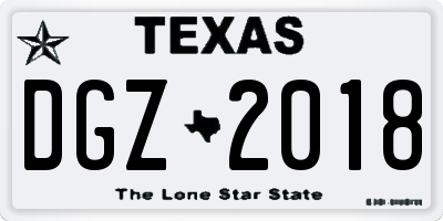 TX license plate DGZ2018