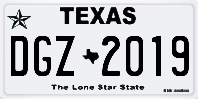 TX license plate DGZ2019