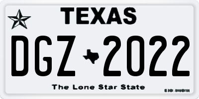TX license plate DGZ2022