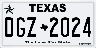TX license plate DGZ2024