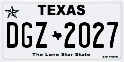TX license plate DGZ2027