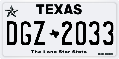 TX license plate DGZ2033