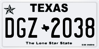 TX license plate DGZ2038