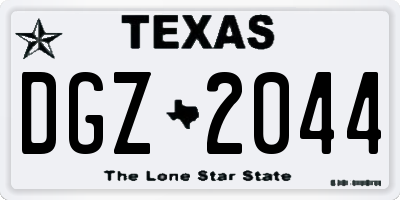 TX license plate DGZ2044