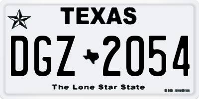 TX license plate DGZ2054