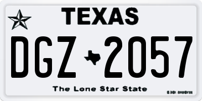 TX license plate DGZ2057