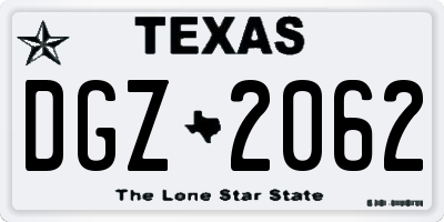 TX license plate DGZ2062