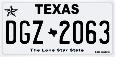 TX license plate DGZ2063