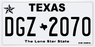 TX license plate DGZ2070