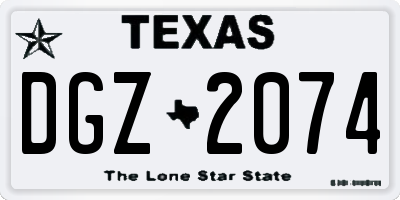 TX license plate DGZ2074