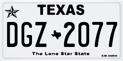 TX license plate DGZ2077