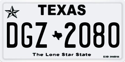 TX license plate DGZ2080