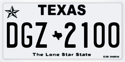 TX license plate DGZ2100