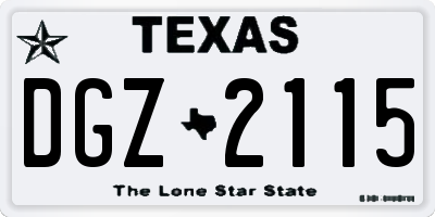 TX license plate DGZ2115